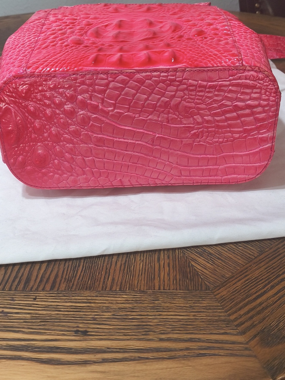Brahmin Hot Pink Croc-Embossed Satchel - Picture 5 of 6